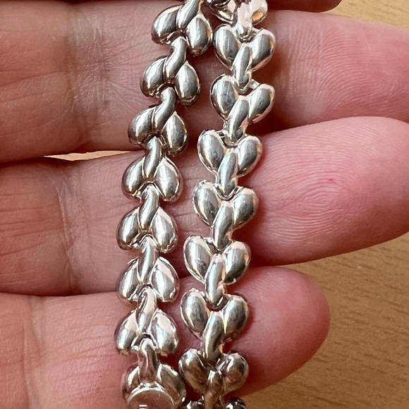 925 Sterling Silver Heart Design Bracelet - Picture 12 of 16